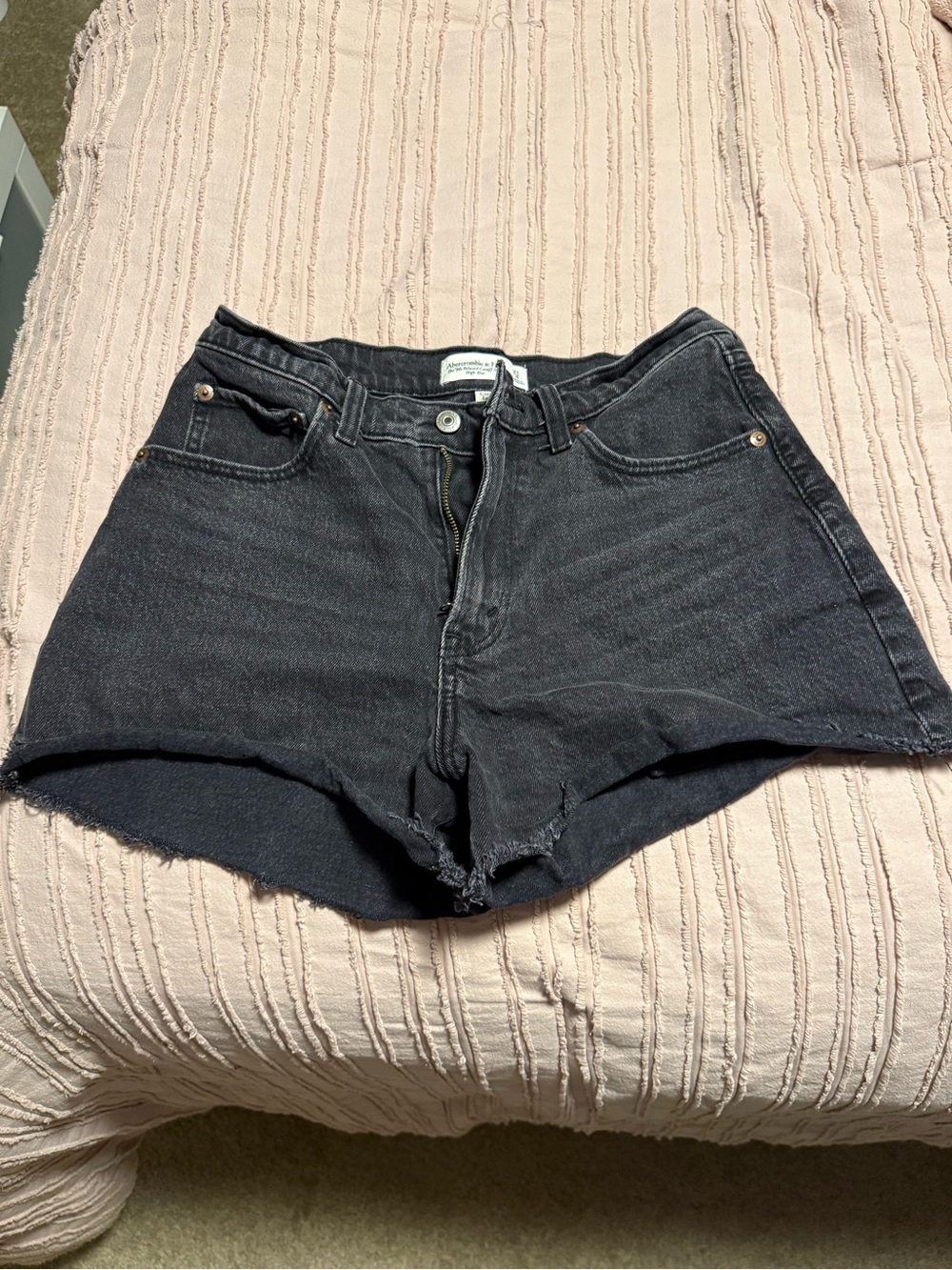 Abercrombie & Fitch Black High-Rise Denim Cutoff Shorts